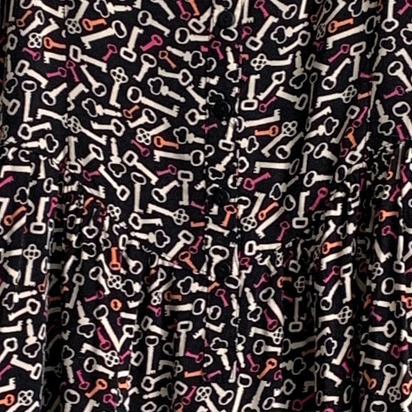 Divided by H&M Black with Key Print Rayon Dress Size 12 - Picture 2 of 8